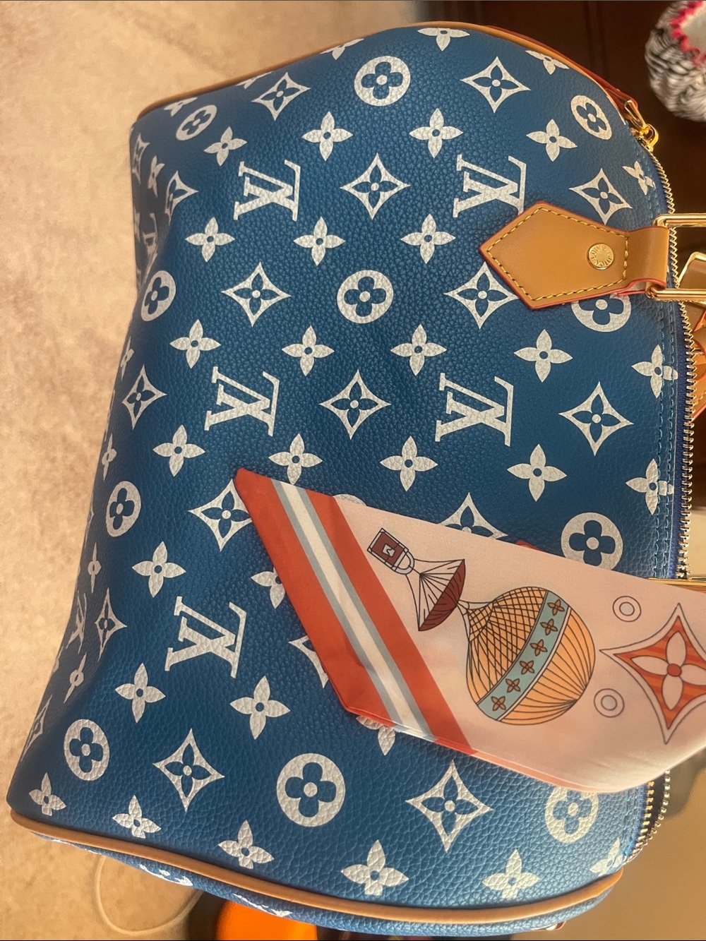 30CM Blue/White Speedy W/ Matching Coin Pouch & Twilly 💙🤍 - Picture 7 of 10